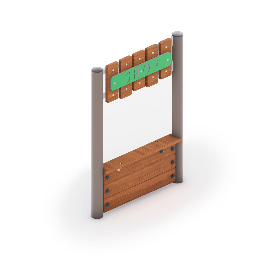 Timber slat shop sign & bench - ForPark
